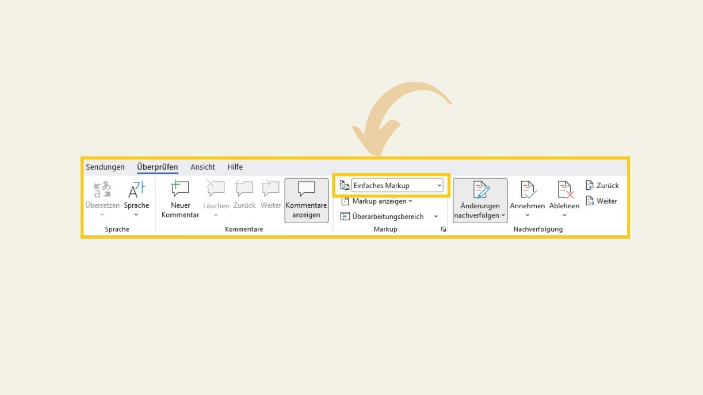 Screenshot: Markup-Modus: Einfaches Markup aktivieren