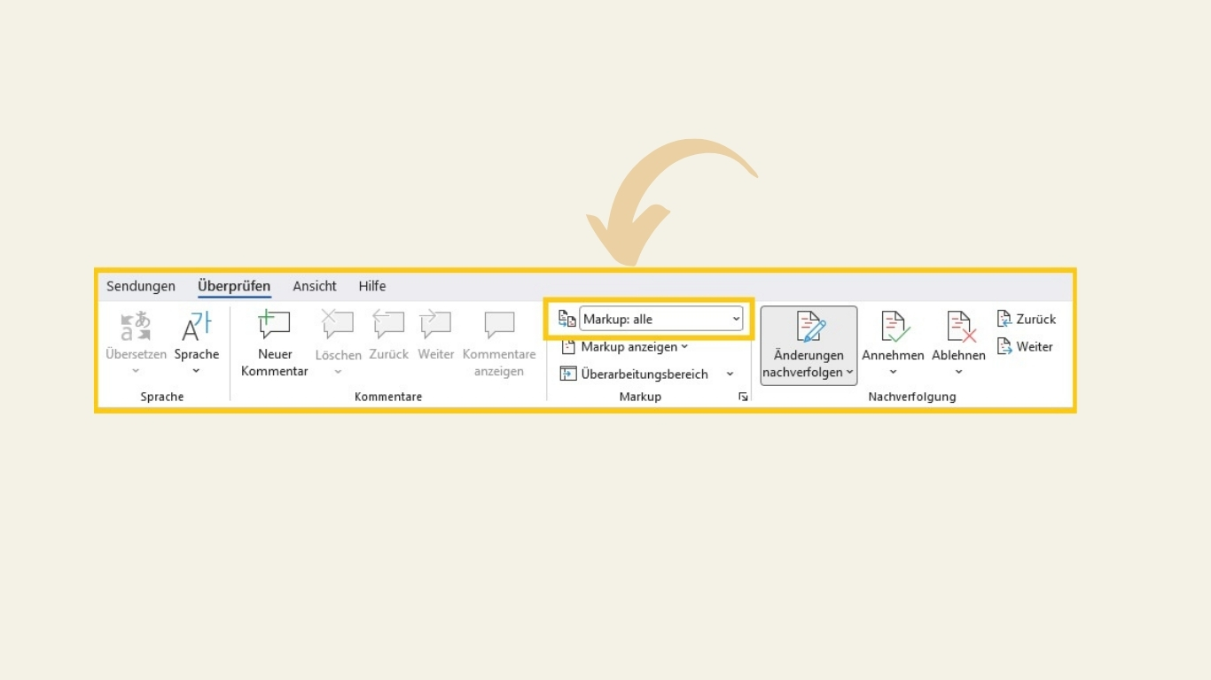 Screenshot: Markup-Modus | In den Modus "Markup alle" wechseln